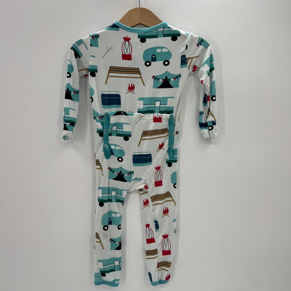 KicKee Pants Camping Print Bamboo Viscose Footless Romper Pajamas 12-18 Months - Picture 2 of 8